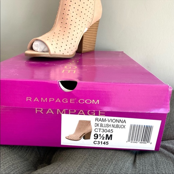 NIB open toe booties embellished dark blush - Picture 6 of 8